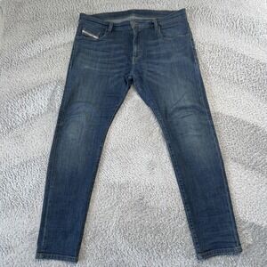 Diesel D-Strukt Jeans Mens 34x31 Blue Slim Tapered Stretch Denim Mid Rise